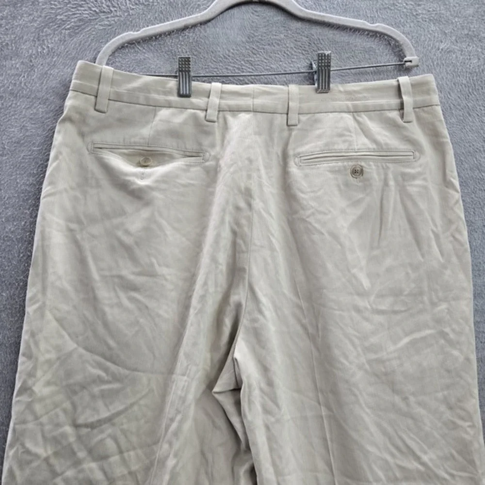 Tommy Bahama Men Pants 35X32 Beige Rayon Silk Pleated‎ 30